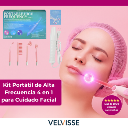 Kit Portátil de Alta Frecuencia 4 en 1 para Cuidado Facial y Capilar