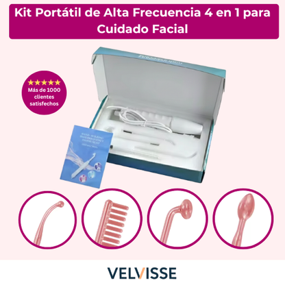 Kit Portátil de Alta Frecuencia 4 en 1 para Cuidado Facial y Capilar